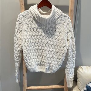 Kendall & Kylie Cream Cable Knit Turtleneck Sweater